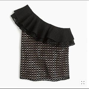 J.Crew One Shoulder Ruffle Top in Eyelet